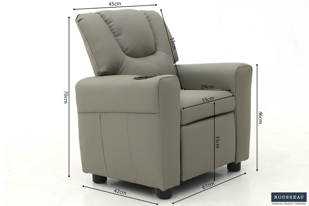 Mini-Relax fauteuil 'Renée' handmatig verstelbaar PU Grijs - Afbeelding 9