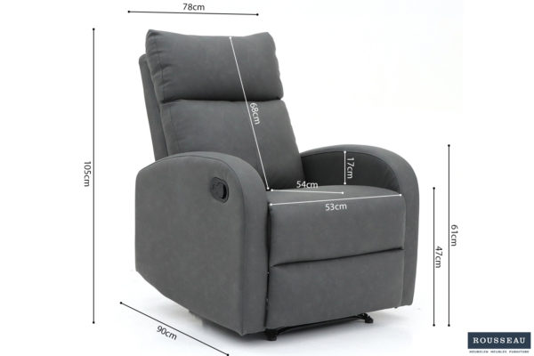 Ontspan fauteuil 'Frankrijk' handmatig verstelbaar PU Zwart - Afbeelding 9