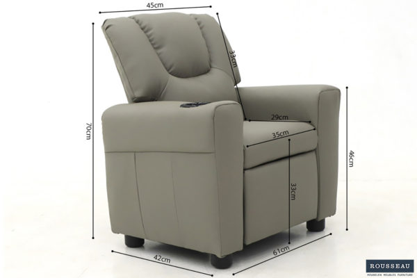 Mini-Relax fauteuil 'Renée' handmatig verstelbaar PU Grijs - Afbeelding 9