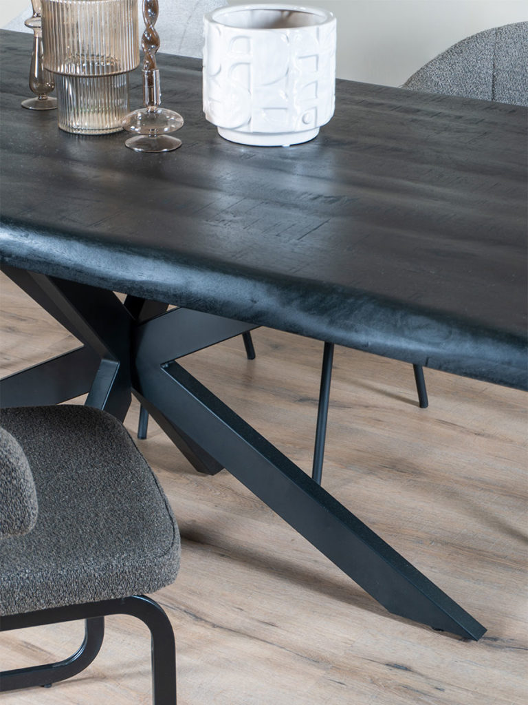 Eettafel Arvu 220 cm - Zwart Mangohout Spinpoot - Afbeelding 2