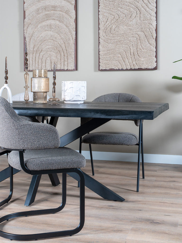 Eettafel Arvu 220 cm - Zwart Mangohout Spinpoot - Afbeelding 3