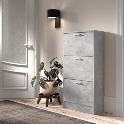 Schoenenkast 'Carini' 3 laden Beton (1c)