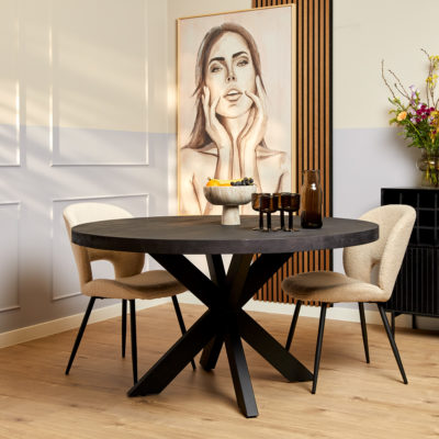 Eettafel Denver Zwart | Rond | 120 cm