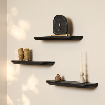 Wandplank Gusta Zwart | 60 cm | Set van 3