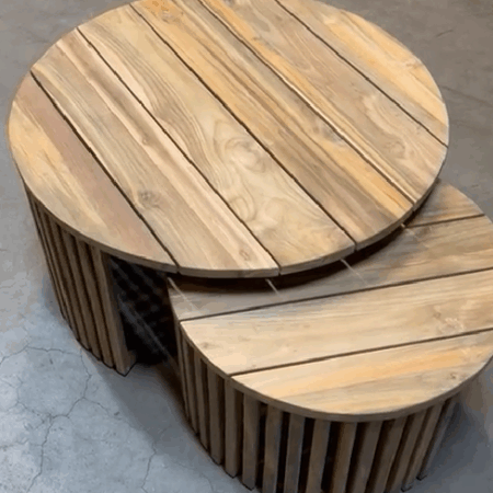 Tuin bijzettafel Negara Teak set van 2