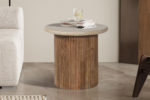 Bijzettafel 'Louis' 50 cm Mango hout met Travertin Beige
