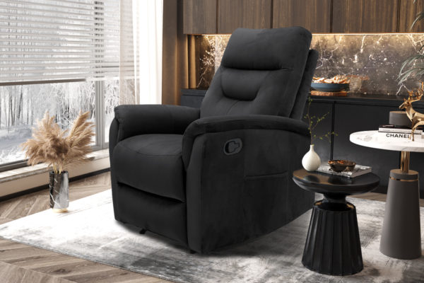 Fauteuil 'Breda' handmatig verstelbaar Stof Zwart