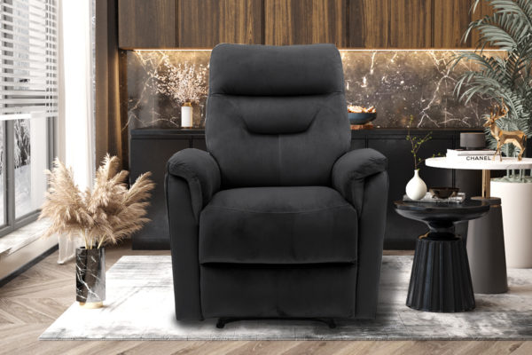 Fauteuil 'Breda' handmatig verstelbaar Stof Zwart - Afbeelding 2