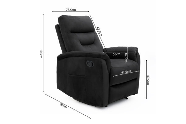 Fauteuil 'Breda' handmatig verstelbaar Stof Zwart - Afbeelding 12