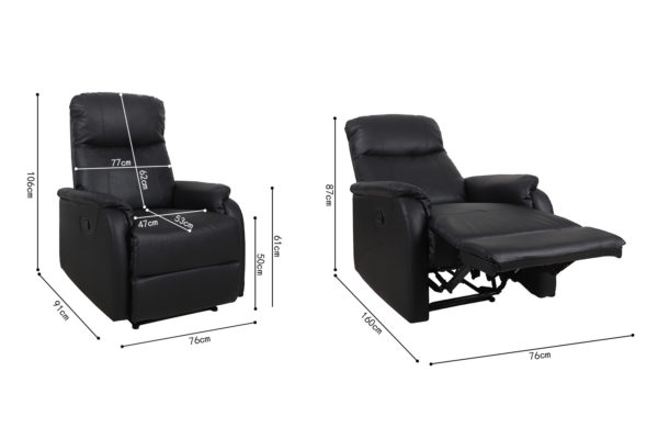 Fauteuil 'Tokio' handmatig verstelbaar PU Zwart - Afbeelding 7