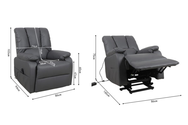 Elektrische Relaxfauteuil met lift 'Osaka' PU Grijs - Afbeelding 8