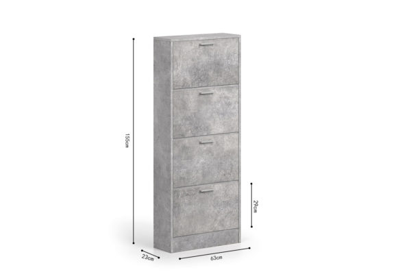 Schoenenkast 'Carini' 4 laden Beton (1c) - Afbeelding 8