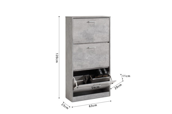 Schoenenkast 'Carini' 3 laden Beton (1c) - Afbeelding 8