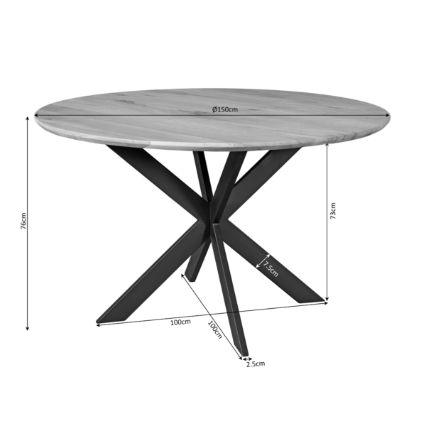 Eiken eettafel Ferris | Rond 150 cm | Naturel - Afbeelding 5