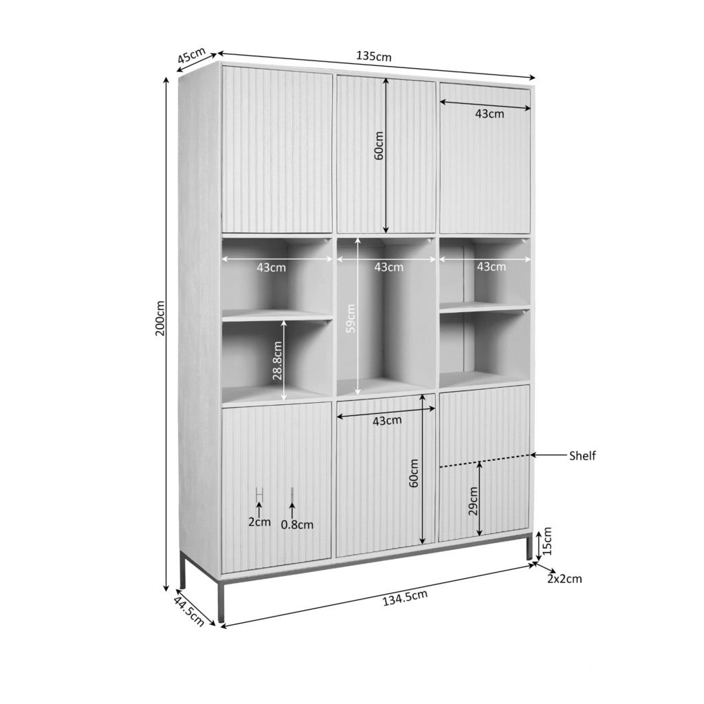 Vakkenkast Madison XL Natuurlijk | 135 cm - Afbeelding 4
