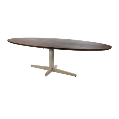 Eettafel 190, ovaal, poot Beige, Mango Brown Walnut