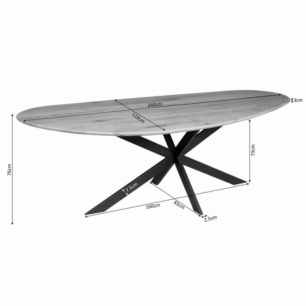 Eettafel Cloud | 240 cm | Eiken | Zwart - Afbeelding 4