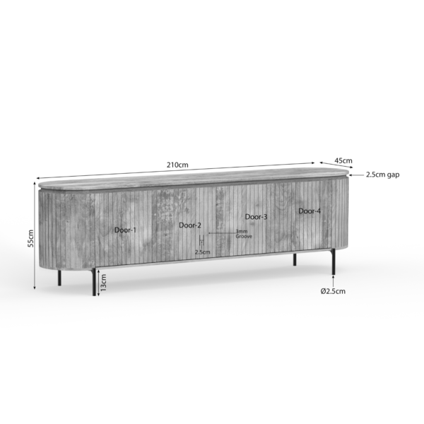 Tv-meubel Solana | 210 cm | Naturel - Afbeelding 4