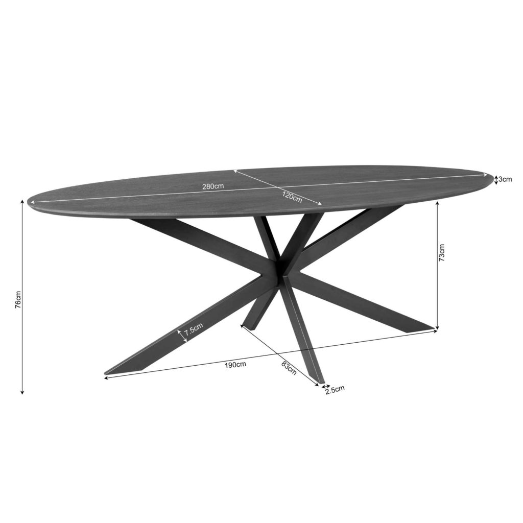 Eiken eettafel Ferris | Ovaal 280 cm | Naturel - Afbeelding 4