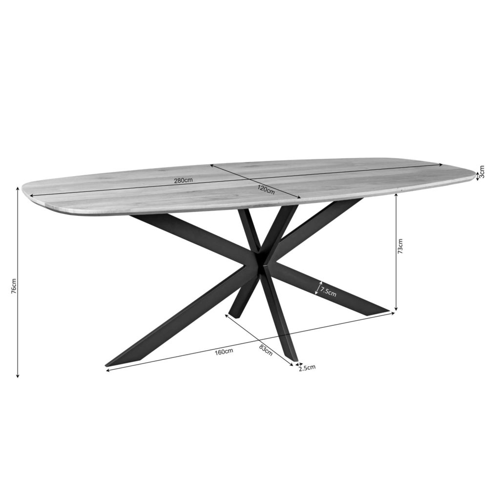Eiken eettafel Ferris | Deens Ovaal 280 cm | Naturel - Afbeelding 4