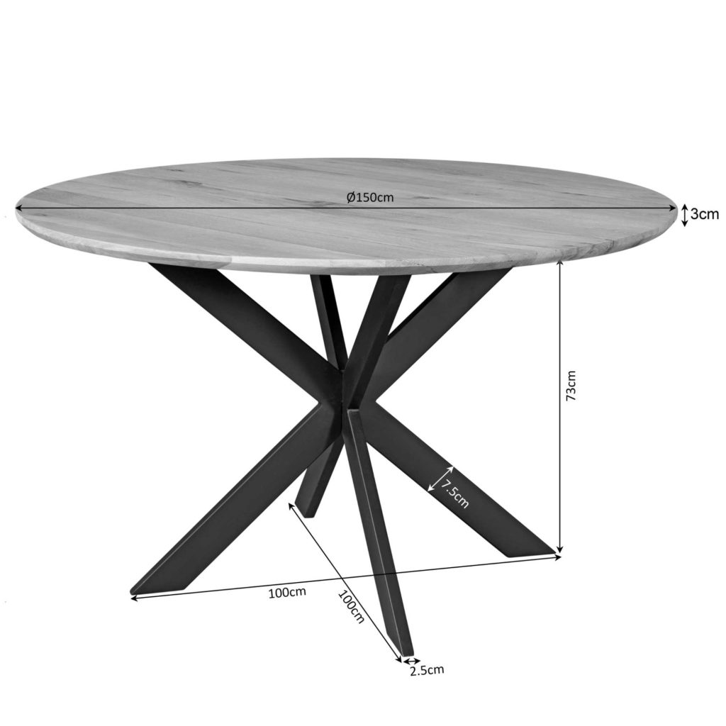 Eiken eettafel Ferris | Rond 150 cm | Bruin - Afbeelding 3