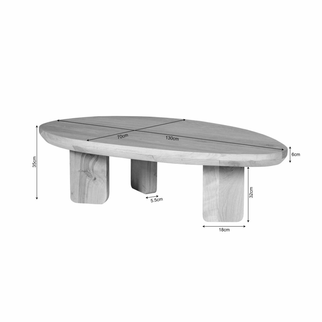 Salontafel Zillah | 130 cm | Naturel Eiken - Afbeelding 10