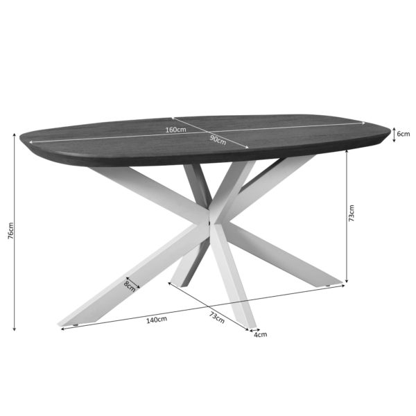 Eettafel Madison Bruin | 160 cm | Deens Ovaal | Poot Zand - Afbeelding 4