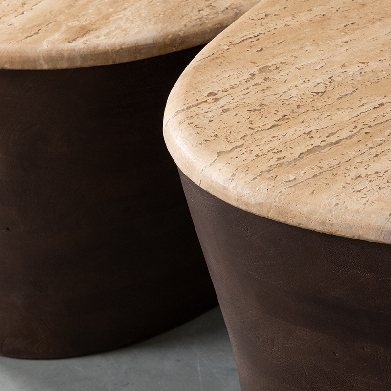 LABEL51 Salontafel I_Ravi - Espresso - Travertin - 110 cm - Afbeelding 4