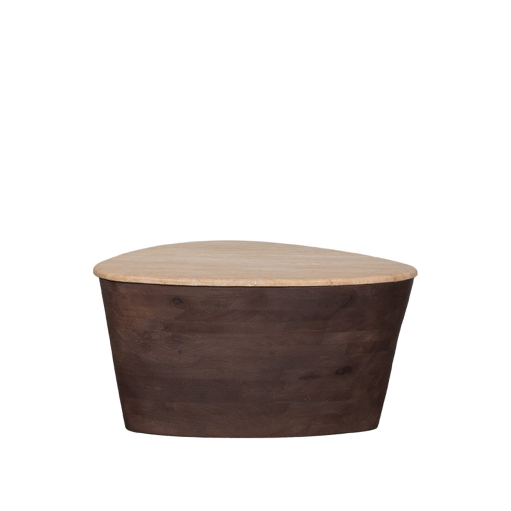 LABEL51 Salontafel I_Ravi - Espresso - Travertin - 70 cm - Afbeelding 2