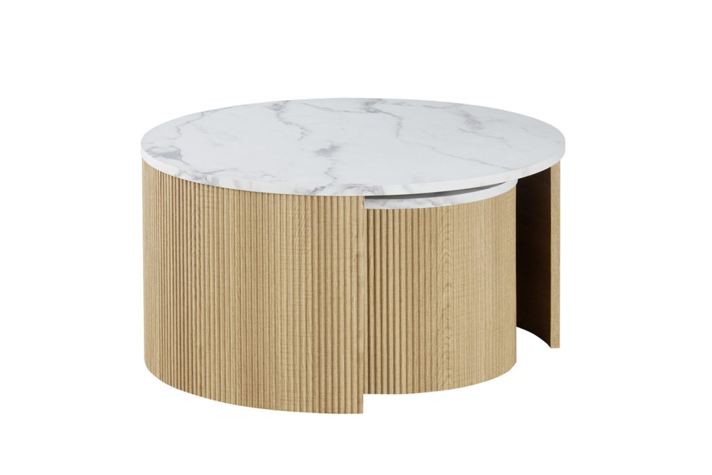 NIEUW - Salontafel 'Rowan' Rond Decor Marmer Beige - Afbeelding 3