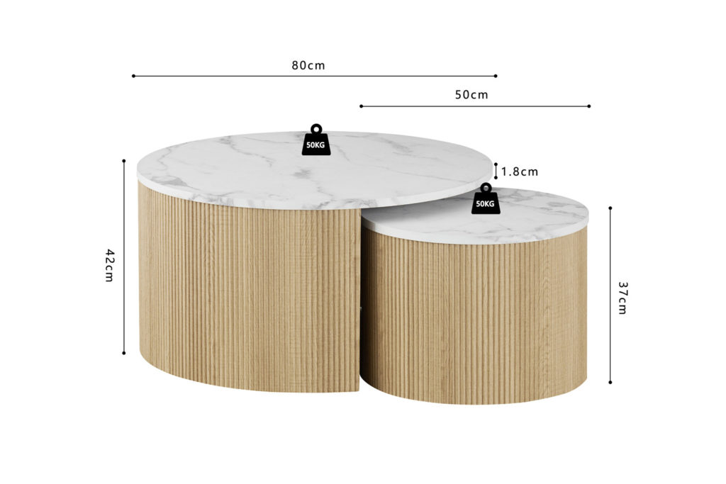 NIEUW - Salontafel 'Rowan' Rond Decor Marmer Beige - Afbeelding 7