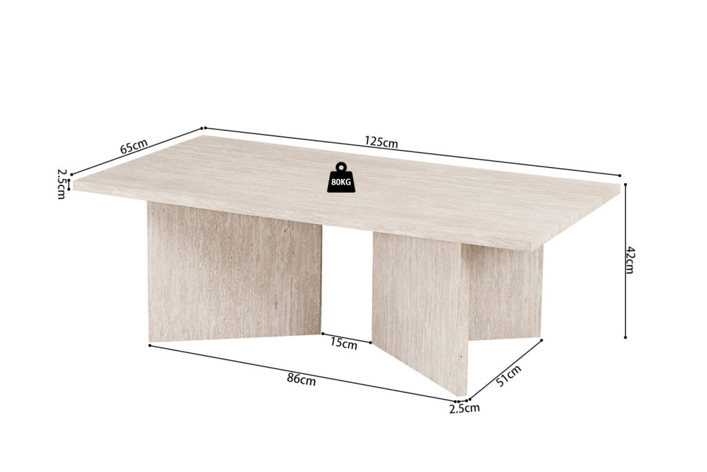 NIEUW - Salontafel 'Litar' Decor Travertin Beige - Afbeelding 7