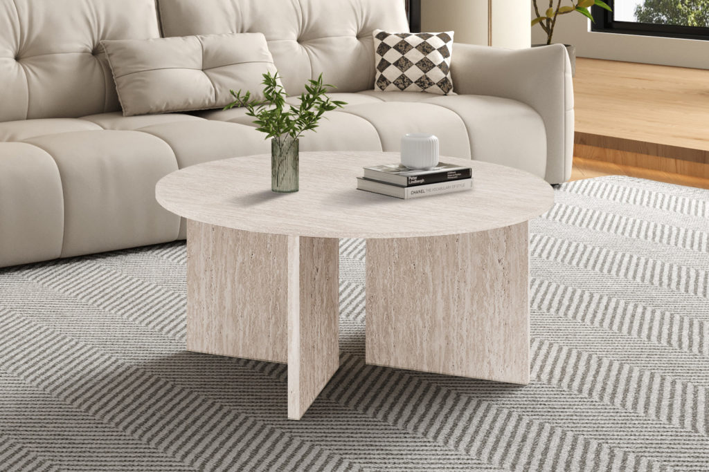 NIEUW - Salontafel 'Drasir' Rond Decor Travertin Beige