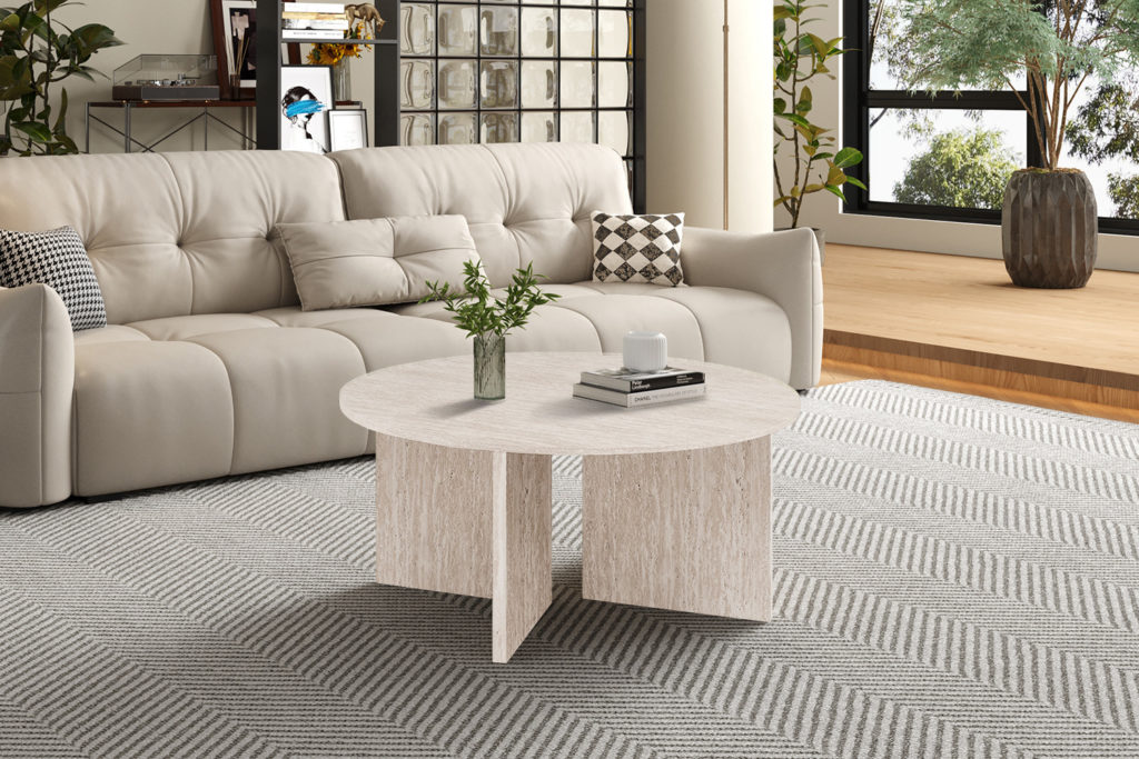 NIEUW - Salontafel 'Drasir' Rond Decor Travertin Beige - Afbeelding 2