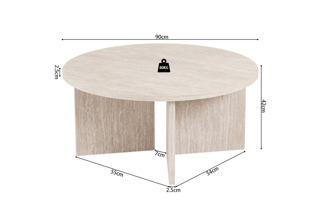 NIEUW - Salontafel 'Drasir' Rond Decor Travertin Beige - Afbeelding 7