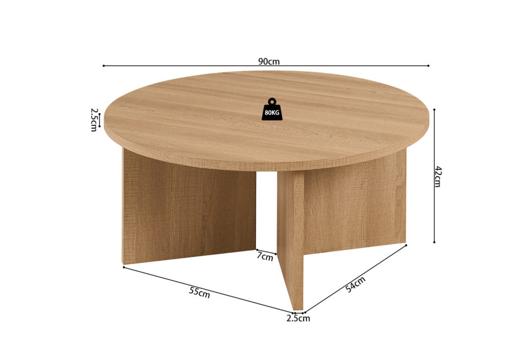 NIEUW - Salontafel 'Drasir' Rond Decor Eik Naturel - Afbeelding 7