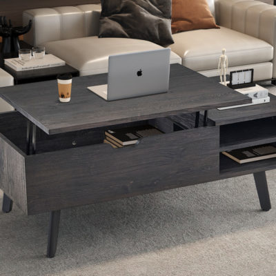 NIEUW - Salontafel 'Justine' met opklapbare top in decor donkerbruin