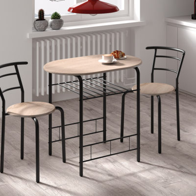 Tafelset 'Adam' Zwart metaal Decor sonoma