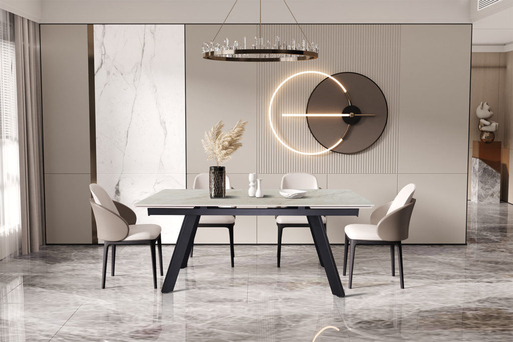 Uitschuifbare tafel 'Hera' 160-240 cm Rechthoekig Glanzend Shakespear Beige - Afbeelding 3