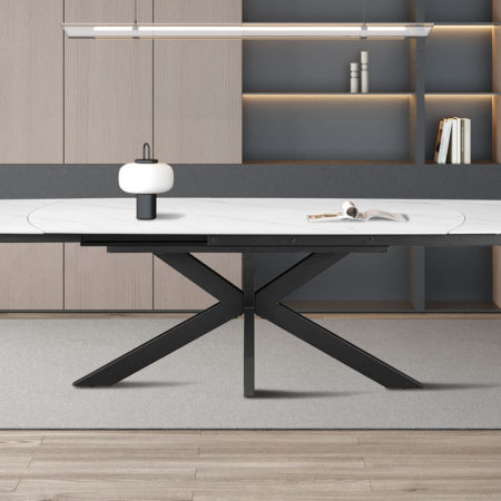 NIEUW - Uitschuifbare tafel 'Ares' 160-240 cm Deens Ovaal Steen Wit