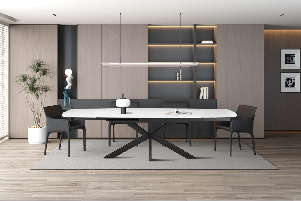 NIEUW - Uitschuifbare tafel 'Ares' 160-240 cm Deens Ovaal Steen Wit - Afbeelding 3