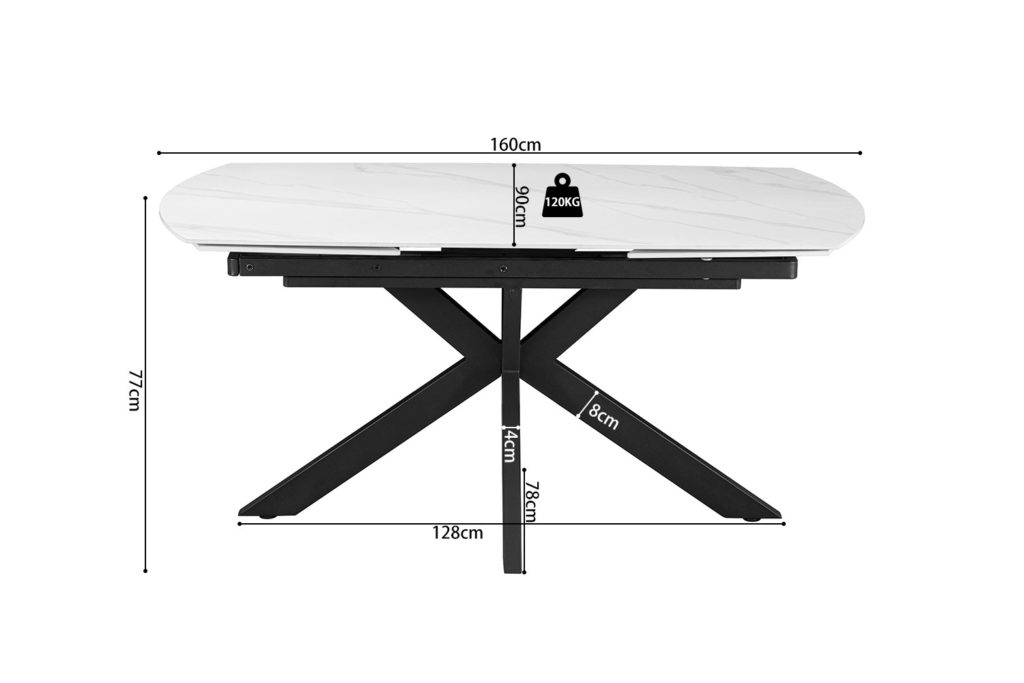 NIEUW - Uitschuifbare tafel 'Ares' 160-240 cm Deens Ovaal Steen Wit - Afbeelding 9