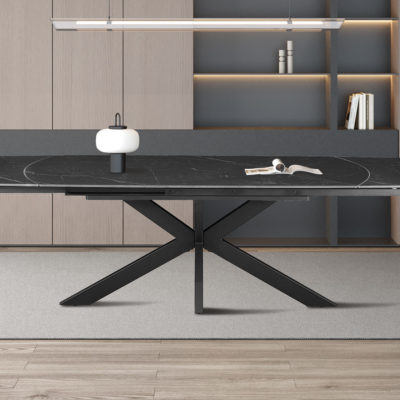 NIEUW - Extendable table 'Ares' 160-240 cm Danish Oval Stone Black