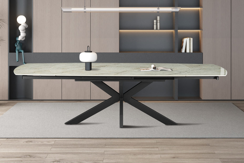 NIEUW - Uitschuifbare tafel 'Ares' 160-240 cm Deens Ovaal Glanzend Steen Beige