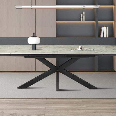 NIEUW - Uitschuifbare tafel 'Ares' 160-240 cm Deens Ovaal Glanzend Steen Beige