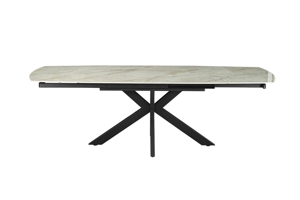 NIEUW - Uitschuifbare tafel 'Ares' 160-240 cm Deens Ovaal Glanzend Steen Beige - Afbeelding 4