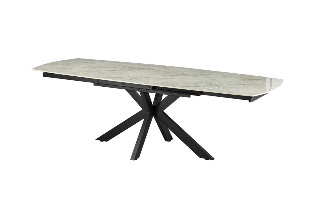 NIEUW - Uitschuifbare tafel 'Ares' 160-240 cm Deens Ovaal Glanzend Steen Beige - Afbeelding 5