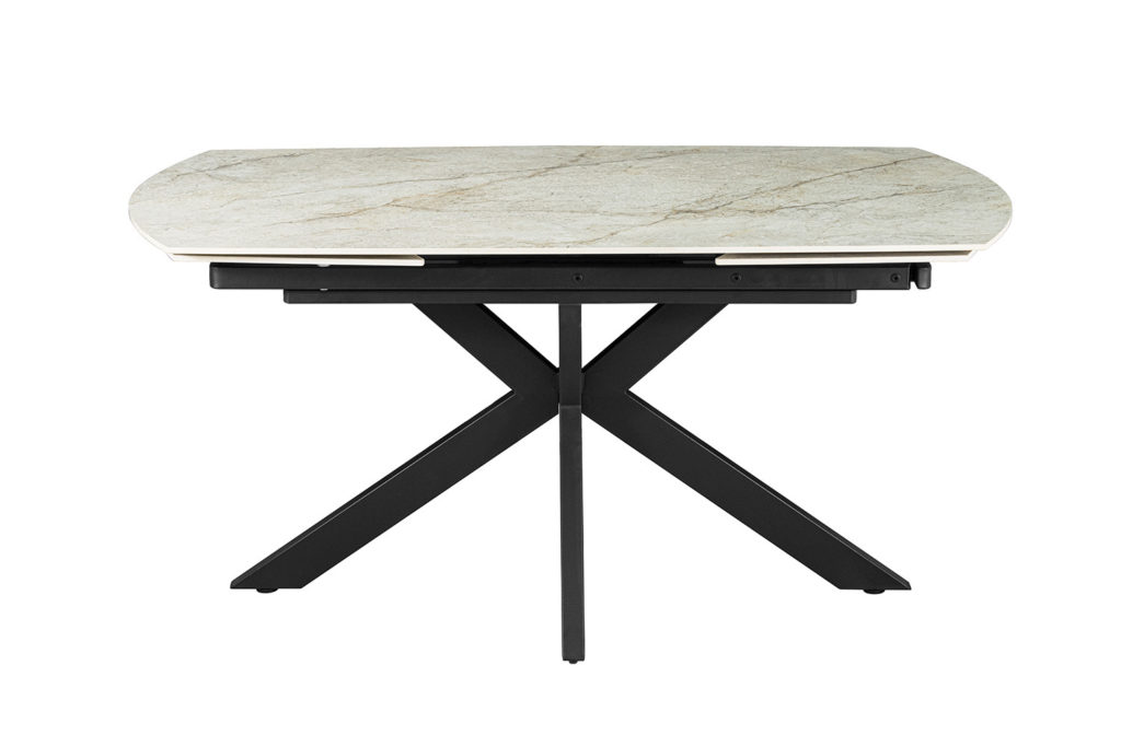 NIEUW - Uitschuifbare tafel 'Ares' 160-240 cm Deens Ovaal Glanzend Steen Beige - Afbeelding 6