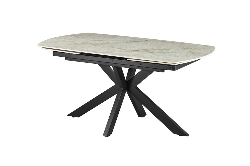 NIEUW - Uitschuifbare tafel 'Ares' 160-240 cm Deens Ovaal Glanzend Steen Beige - Afbeelding 7