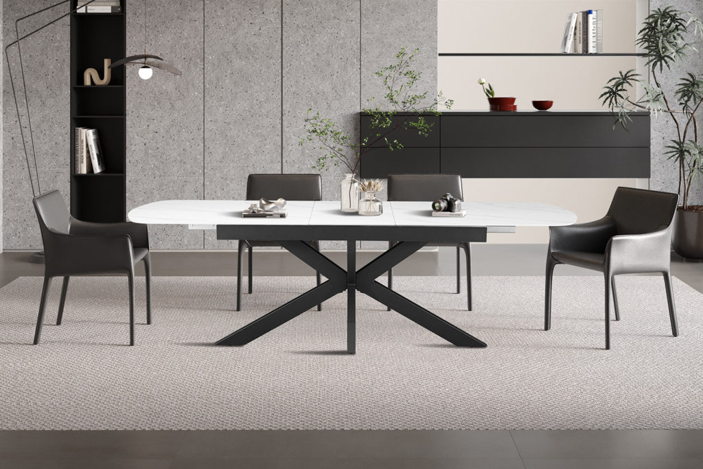 NIEUW - Uitschuifbare tafel 'Hestia' 180-220 cm Deens Ovaal Steen Wit - Afbeelding 2